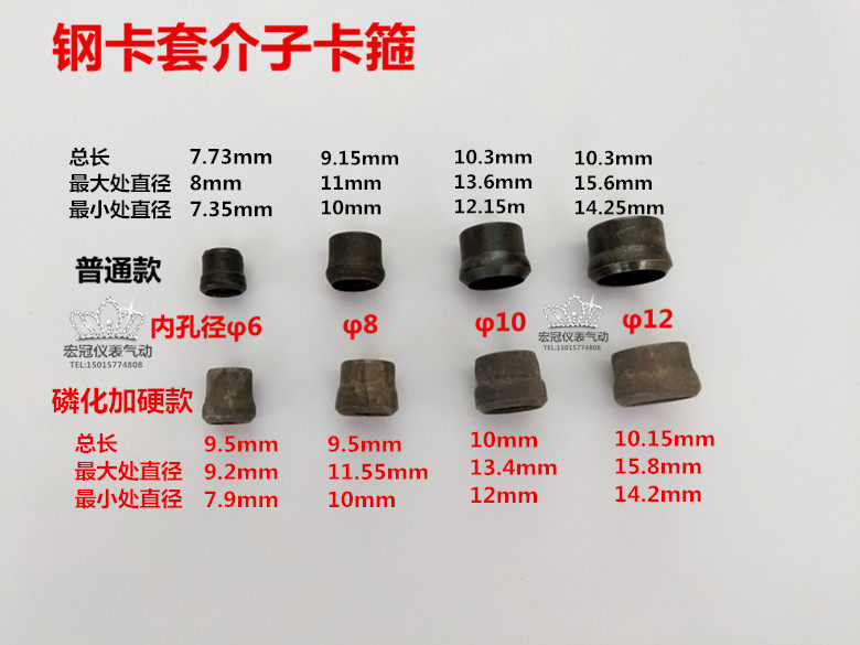 Hydraulic steel pipe cutting sleeve cap core clamping card core steel hoop copper pipe-medium oil order sub-oil tubing sealing ring