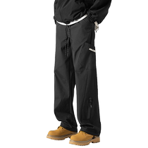 Black Jacket Pants Mens Spring and Autumn Waterproof and Windproof Casual Pants American Fashion Brand Overalls Straight Leg Loose Pants