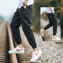 Overalls mens autumn and winter pants Korean version of the trend brand ins Joker bunch feet handsome loose casual trousers