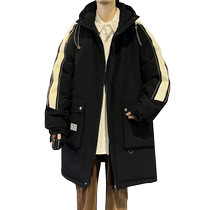 Mid-length style down clothes mens winter 2023 new Korean version Gats plus size fatter jacket mens thickened warm