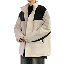 Workwear cotton-padded jacket for men in winter 2023 new trendy brand stand-up collar down-padded jacket for boys winter jacket cotton-padded jacket