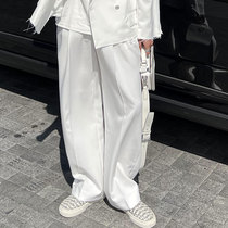 JY Light Cooked Mens High Level Sensuality Pendant White Loose Western Pants Casual Straight Barrel Long Pants 2022 Spring Autumn Season Pants