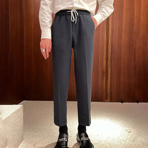 JY Light Cooked Mens Dress Laces Grey Casual Western Clothing Pants 2022 Spring Summer New Straight Drum 90% Pants Pants