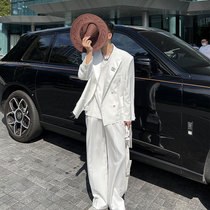 JY Light Cooked Mens Dress White Gun Refute Collar Suit Suit 2022 Spring Autumn Korean Version Double-Row Buttoned Casual Western Suit Jacket