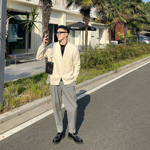 JY Lightly Wearing Double Zipper Knitted Cardigan Men's 2021 New Loose Leisure Black V-Neck Sweater in Autumn and Winter