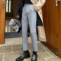 JY Light Cooked Mens Clothing Grey Casual Western Dress Pants 9 Sub Pants 2022 Spring Summer New Straight Drum Pituitary Pants