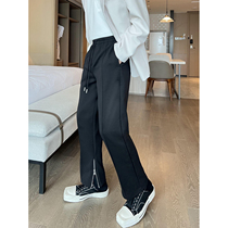 JY Light Cooked Mens Clothing Casual Pants Men 2022 New Spring Autumn Loose Straight Barrel Zipped Juppie Tight Waist And Leather Pants