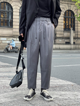 JY light familiar wear casual trousers men's spring and autumn new gray straight loose pants black Joker suit pants