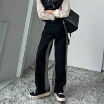 JY Light Cooked Mens Clothing Black Grey Gradient Jeans Loose Straight Drum Casual Long Pants Trendy Spring Fall New