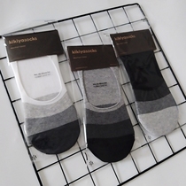 Imported Korea East Large Gate Mens boat Sox Shallow Mouth Invisible Socks Cotton Gradient color Stripes Chains Shot Short Sox