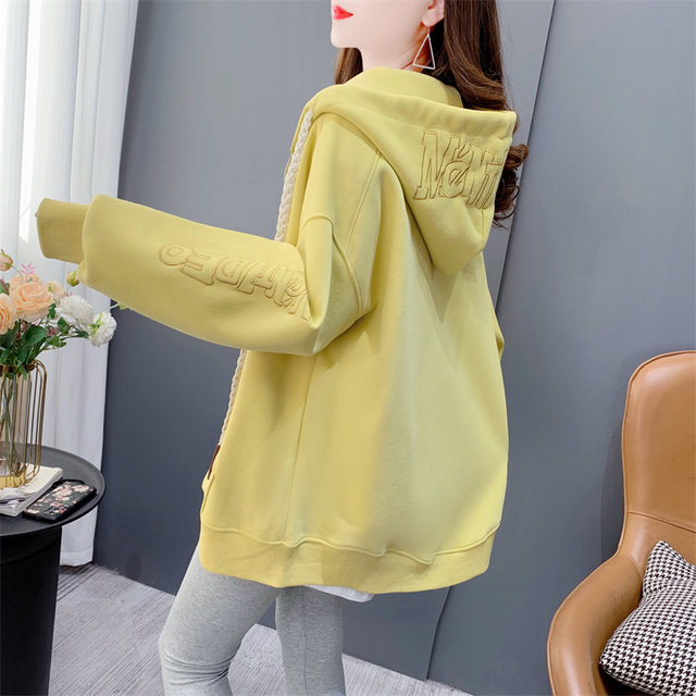 Spring and Autumn Thin Hooded Sweater Cardigan Women's 2023 New Korean Style Loose Lazy Style Zippered Versatile Jacket Top