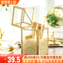 Net red ins retro anti-dust glass make-up brush with containing barrel metal with cover cylinder eyebrow pen containing box send pearl