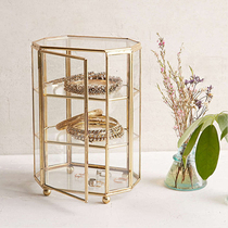 European jewelry storage three-layer jewelry rack Princess retro jewelry glass jewelry box watch jewelry display rack