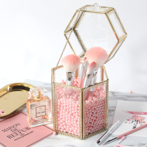 ins wind glass makeup brush containing barrel beauty brush box dust-proof large capacity with cover brow pen holder eye shadow brush barrel