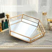 Metal mirror tray post-modern European model room villa hotel club ornaments special-shaped gold tray