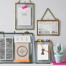 Overseas creative retro old black glass photo frame photo frame plant specimen photo display artwork