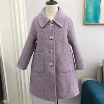 Autumn and winter Korean version Childrens fashion turned girls double-sided fur princess dresses with a long cashmere coat wave in the middle of a dress