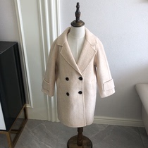 Spring child bifacial cashmere jacket male girl girl Thousand Birds Glo Suit Collar Double-Row Buttoned Wool Coat Tide