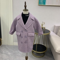 Korean version of girl suit collar double-row buttoned double-sided wool jacket with long childrens double face big coat pocket coat