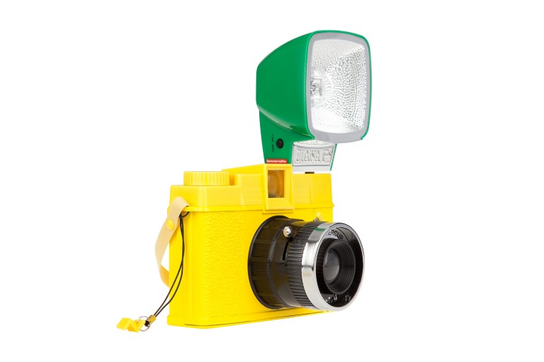 Máy ảnh Lomo DianaF + Buttercup màu vàng chanh tương phản màu Polaroid máy ảnh lỗ nhỏ