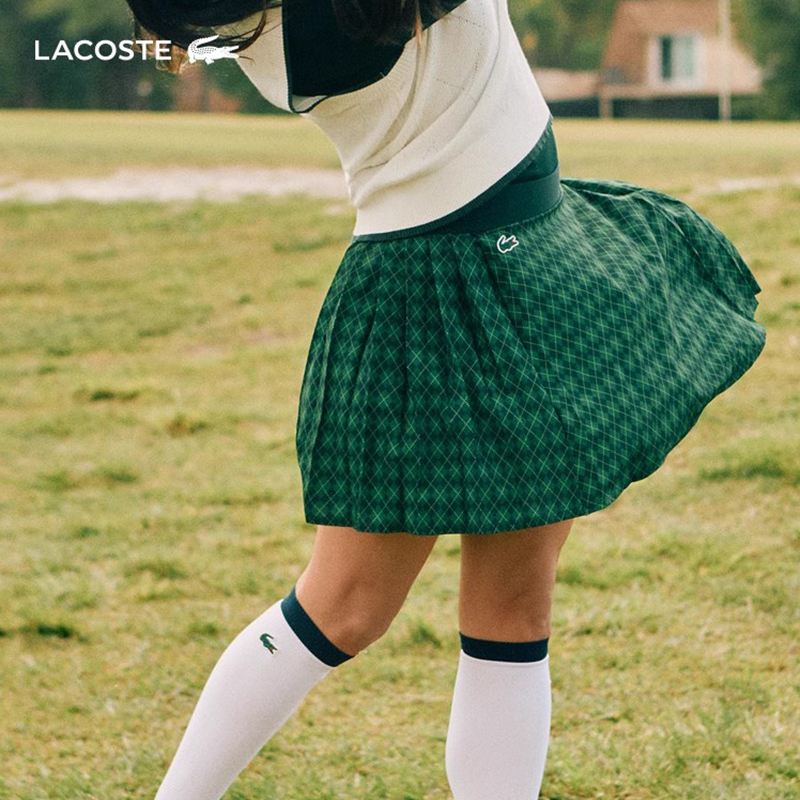 Lacoste French Crocodile Tennis Skirt Autumn New Trendy Diamond Pattern Fitted Skirt Short Skirt | Jf9433