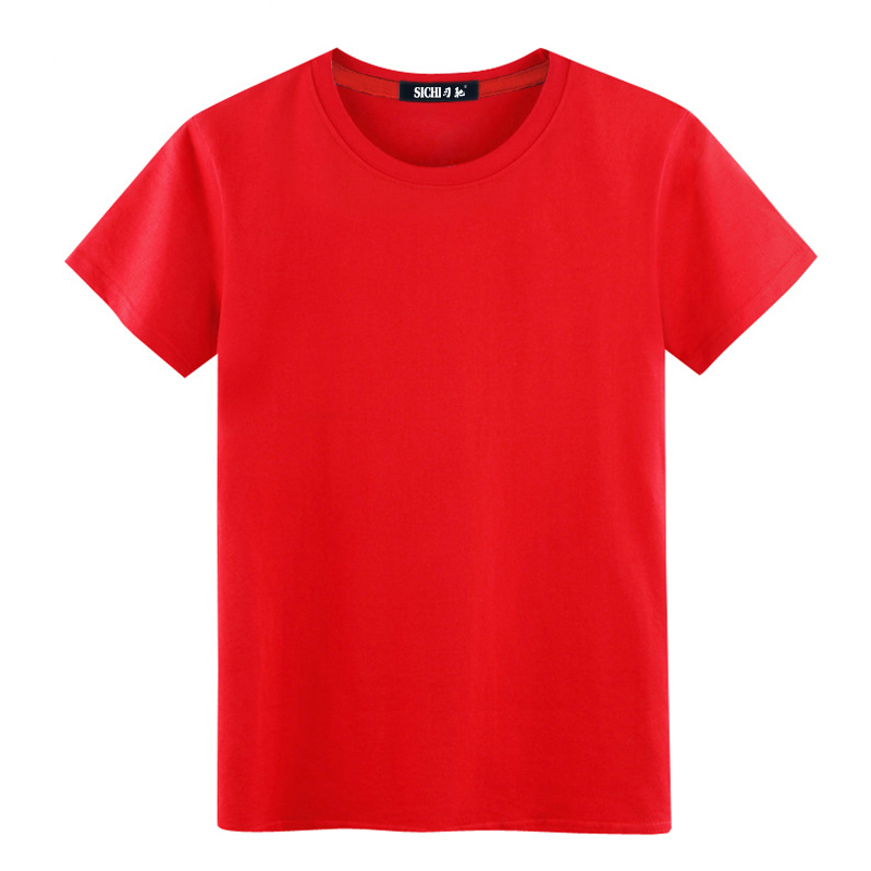 Áo thun nam tay ngắn màu đỏ lớn, áo thun nhóm năm nay quần áo cotton xu hướng màu đỏ máu Áo phông nam hàng hiệu