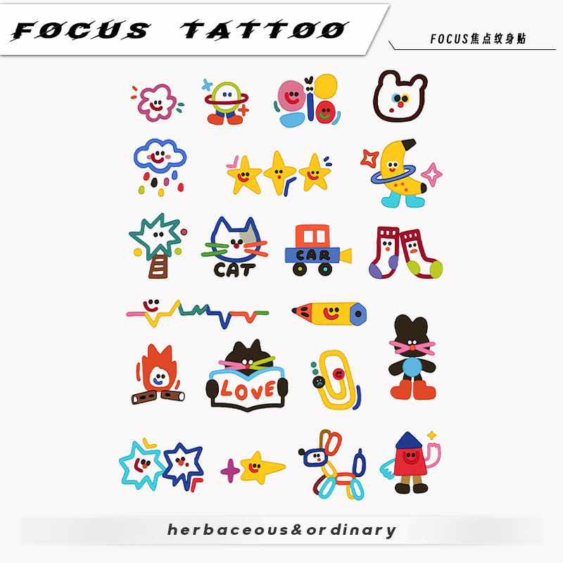 Cute American-Style Cartoon Arm Temporary Tattoo Stickers for Students, Colorful, Waterproof, Long-Lasting, High-Quality Stickers for Men and Women Cute American-Style Cartoon Arm Temporary Tattoo Stickers for Students, Colorful, Waterproof, Long-Lasting, High-Quality Stickers for Men and Women