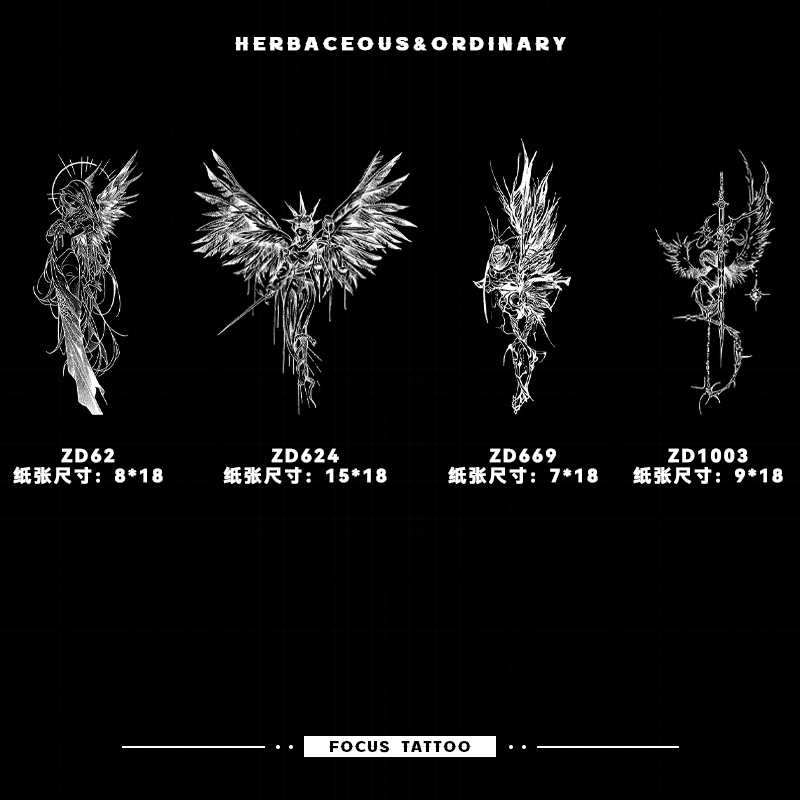 European and American Style Guardian Angel Temporary Tattoo Arm Thigh Neck Herbal Tattoo Stickers for Men and Women Waterproof Long-Lasting Stickers
