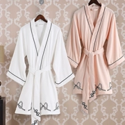 Khách sạn năm sao cotton dài tay áo choàng tắm dài tay áo ngủ mỏng mùa hè áo choàng nữ gợi cảm - Night Robe