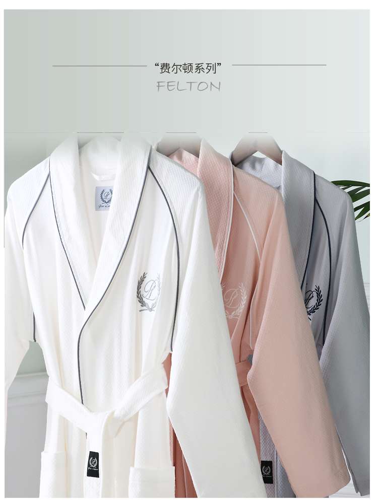 Khách sạn năm sao nam áo ngủ nữ mùa hè bông áo choàng tắm vài waffle yukata cotton mỏng đồ ngủ mùa hè