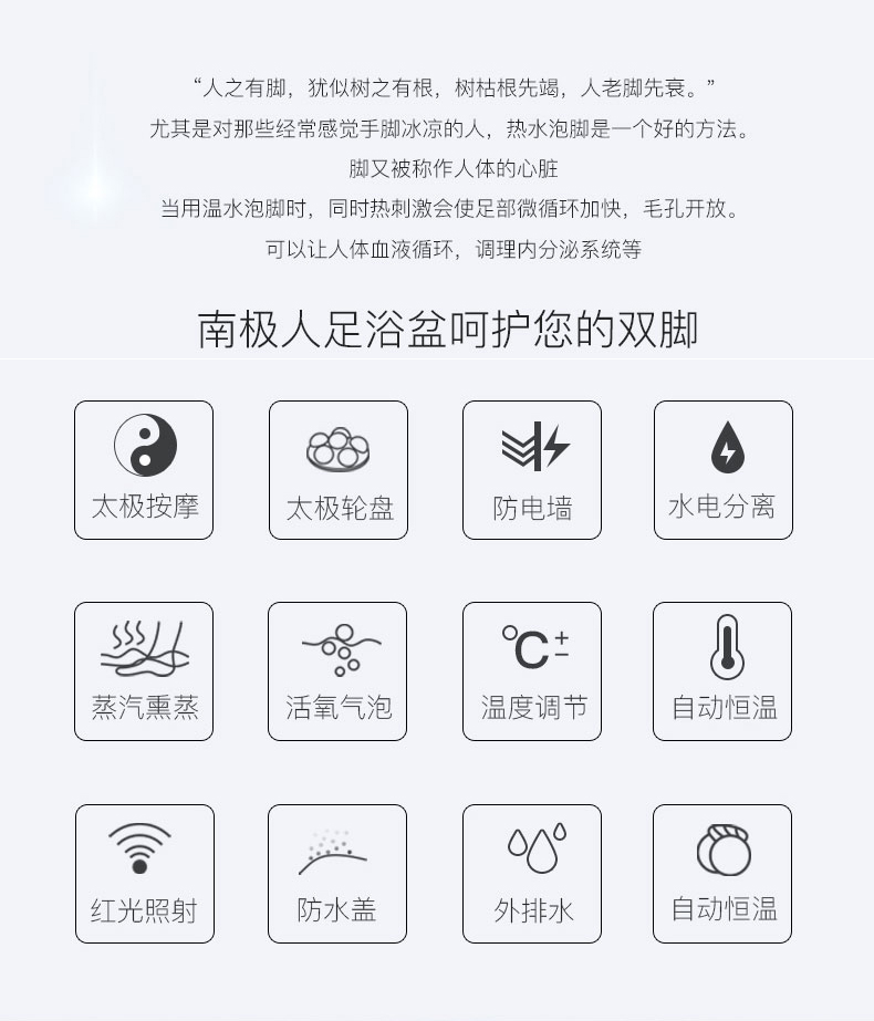 南极人 自动智能按摩加热足浴盆 熏蒸泡三合一 图2