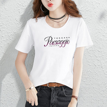 Short-sleeved T-shirt womens summer 2021 new letter printing cotton loose half-sleeve thin body shirt top design sense