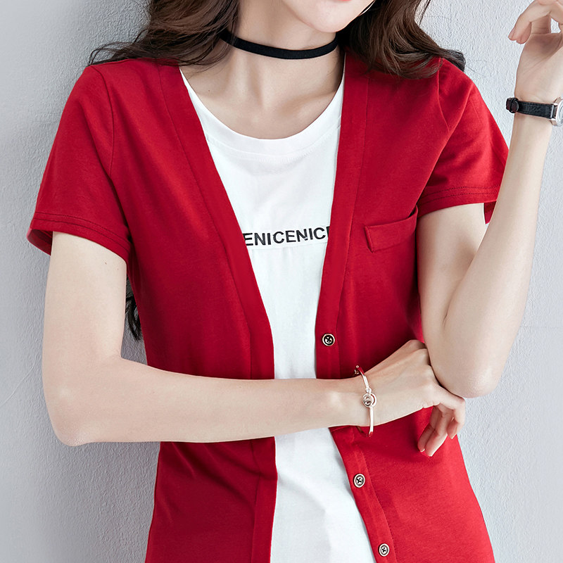 2022 New pure cotton upper clothes summer leave two short sleeves T-shirt lady dress loose Korean version summer dress half sleeve