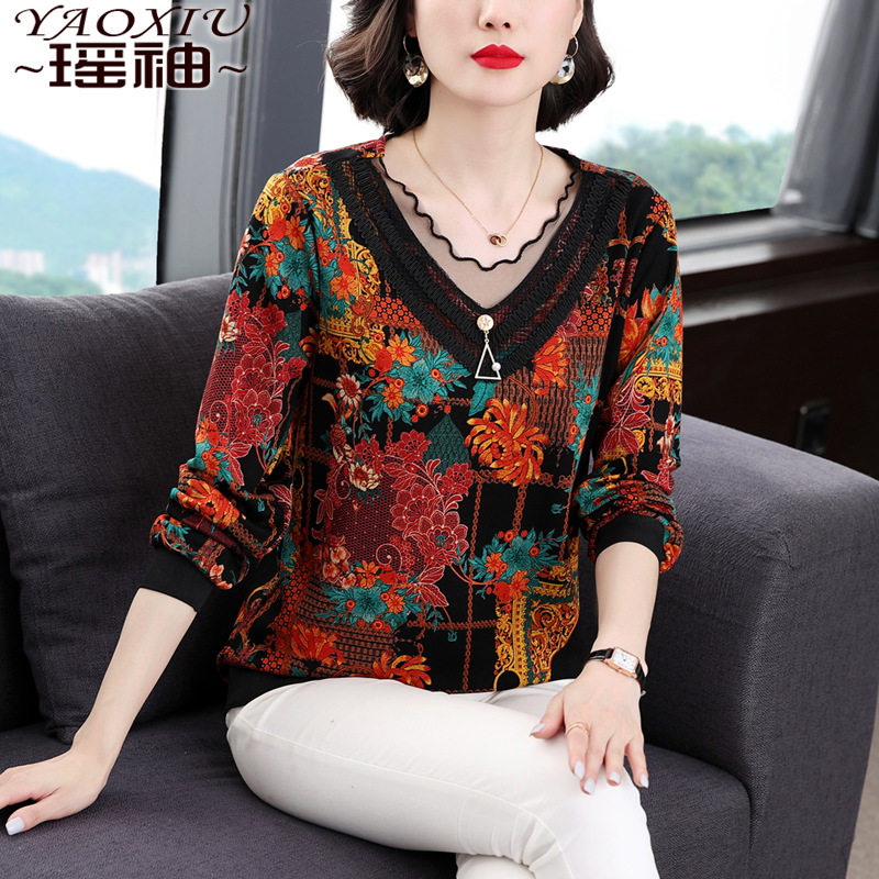 Fashion Mom dressed in spring and autumn 2023 new large - yard women's clothing loose - sleeved shirt reduced age coat