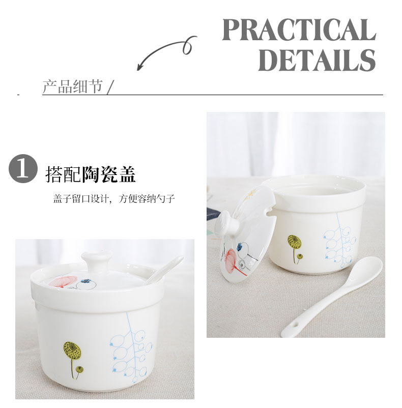 Ceramic flavor suits for Chinese flavor pot seasoning pot seasoning box salt seasoning box of household kitchen three - piece suit