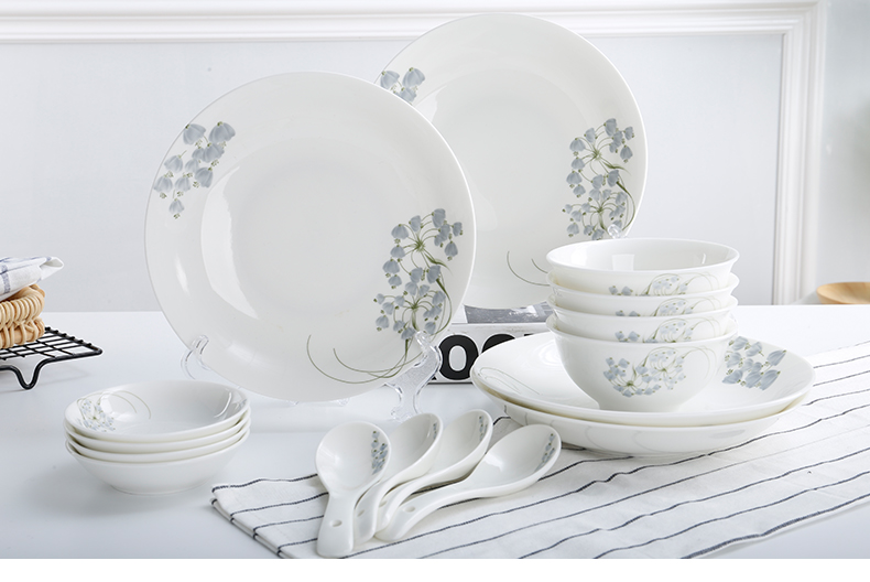 Dishes suit Chinese style household dinner Dishes glair 16 head by 2/4 bowl spoon, plate ceramic tableware four bowls of four plate