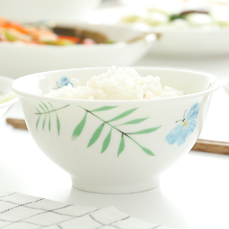 Home eat rice bowl ceramic tableware 4.5 inch single rice bowls Chinese special bowl bowl porringer microwave oven