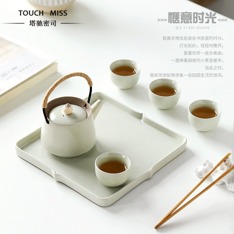 Touch Miss Japanese-style grass ash rough pottery tea set reception Kung Fu tea cup teapot simple atmosphere Kung Fu set
