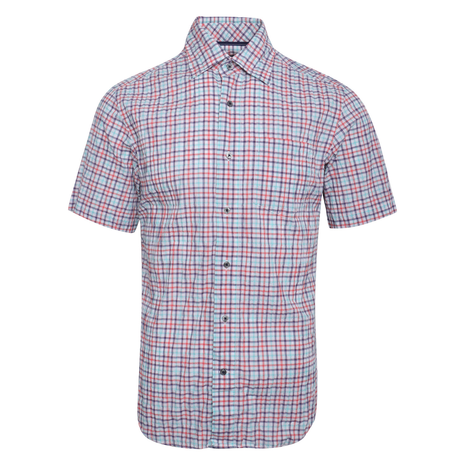 Special 199-INTER summer men's short-sleeved shirt plaid pleated design cotton public price 1490