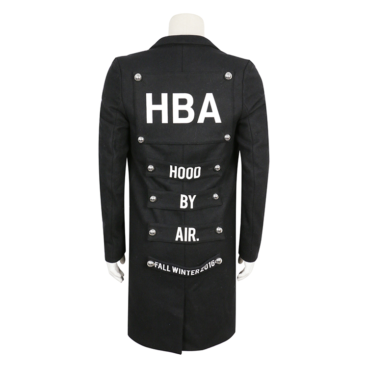 Special 1990-H B A Autumn and Winter Men's Wool Coat Black Wool Made in Italy