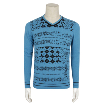 Special 450-V sideline with cashmere autumn winter style blue V neckline sweatshirt for men Italian