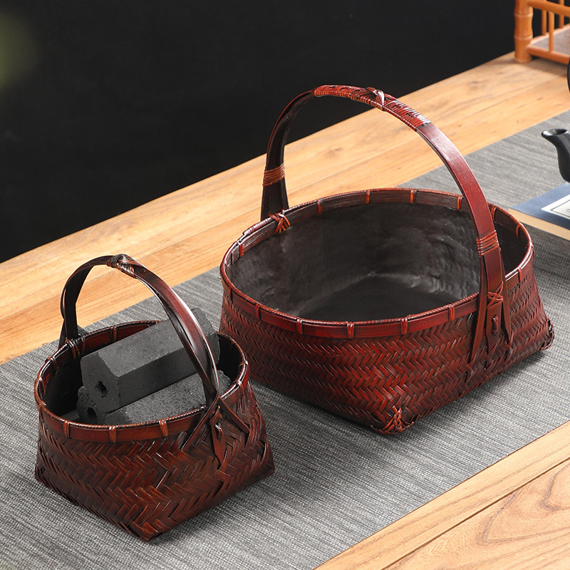 Handmade Bamboo Charcoal Basket, Charcoal Container, Olive Charcoal Box, Household Tea Room Stove-Side Tea Brewing Basket, Storage Basket Handmade Bamboo Charcoal Basket, Charcoal Container, Olive Charcoal Box, Household Tea Room Stove-Side Tea Brewing Basket, Storage Basket