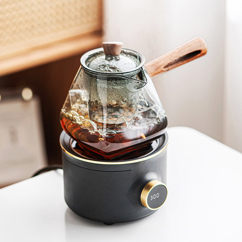 Black Crystal Furnace Cooking Tea Suit Home Side Handle Glass Cooking Teapot Office Special Burning Teapot Small Tea Making Stove