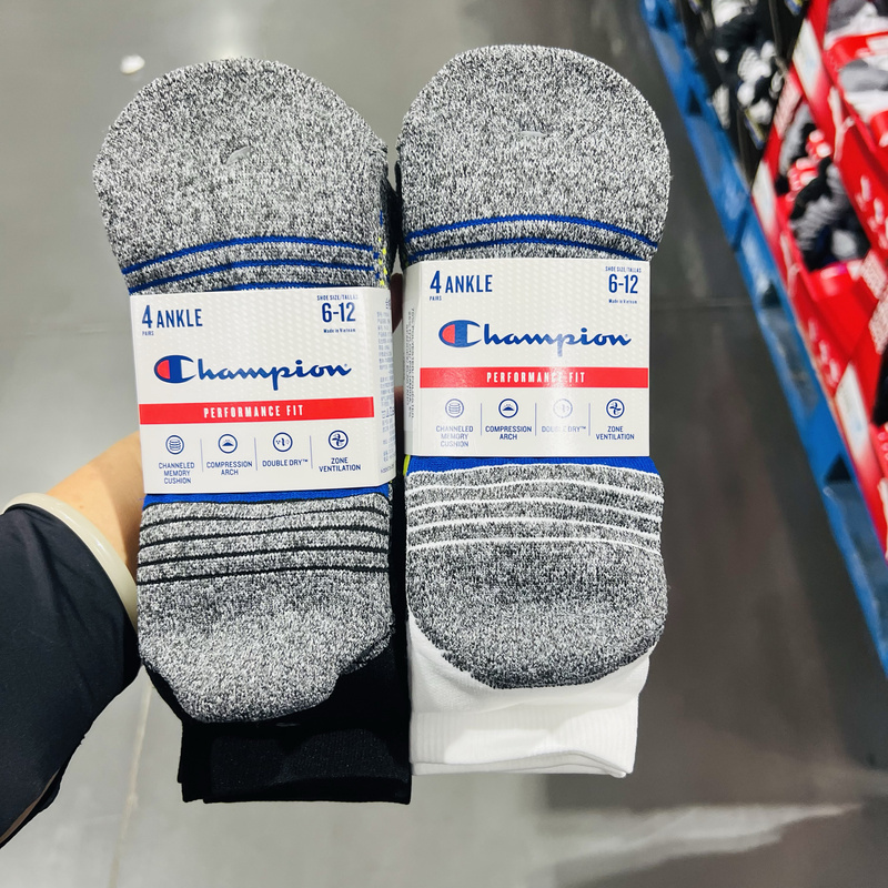 Costco Champion Men's Short Socks 4-Pack Sports Socks Casual Socks Spring and Autumn Socks Men's Socks