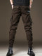 Autumn and Winter Trendy American-Style Paratrooper Cargo Pants for Men, Trendy Brand Coffee-Colored Pants, Men's Functional Long Pants, Men's Casual Pants
