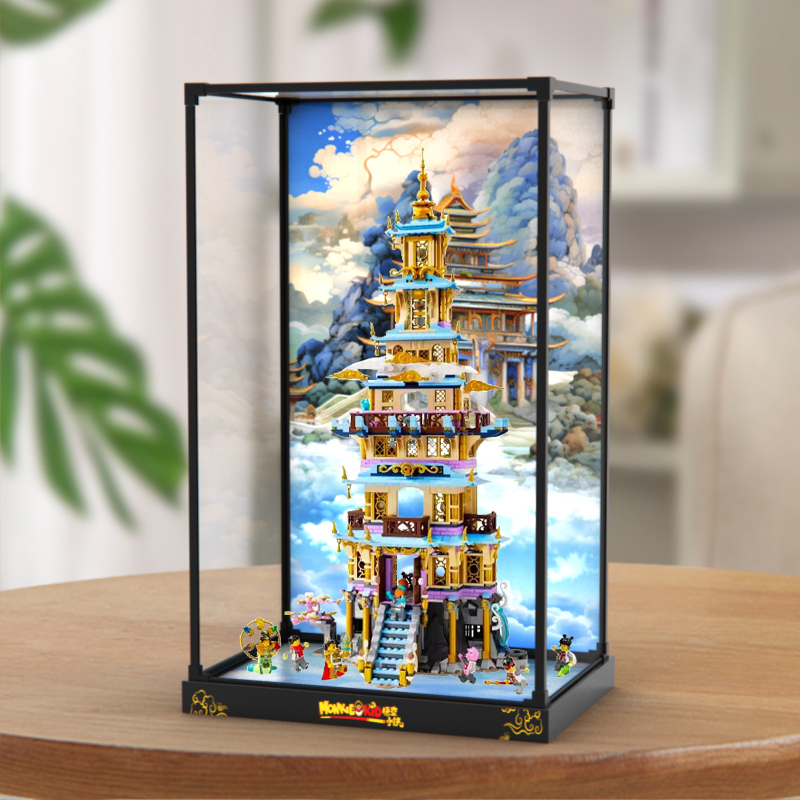Suitable for Le High-Wu Kong Little Hero Series 80058 Lingxiao Pagoda Model Dust-Proof Storage Alloy Frame Display Box Suitable for Le High-Wu Kong Little Hero Series 80058 Lingxiao Pagoda Model Dust-Proof Storage Alloy Frame Display Box