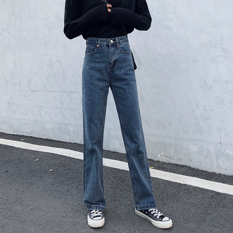 mularsa jeans women 2021 spring new loose SAG trousers high waist slim straight tube pants