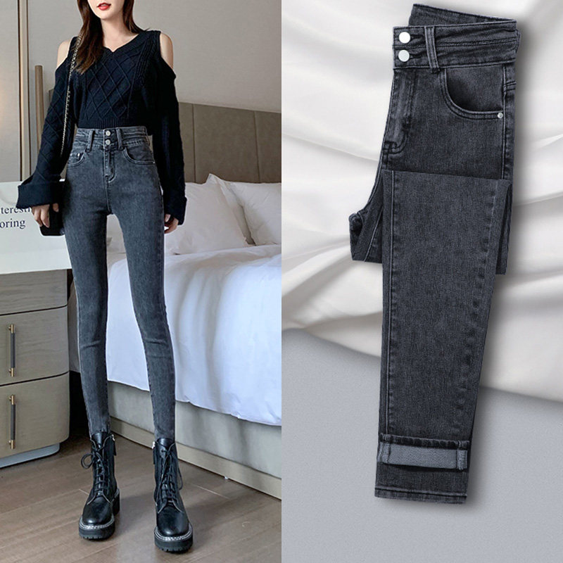 mularsa jeans women's 2022 spring and summer new fashion all-match high-waisted slim-fit slim-fitting narrow-tube pants