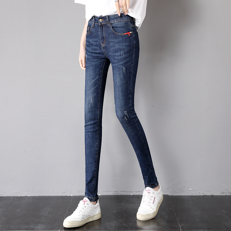 mularsa jeans female autumn winter new body display slim tall and tall plus-size lengthened high waist small feet pencil pants