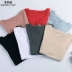 Áo dài tay ngắn cotton tinh khiết của phụ nữ chiều dài giữa mùa xuân và mùa hè năm 2021 mới mảnh mai rắn màu dài váy áo phông phía dưới chân váy chữ A - A-Line Váy